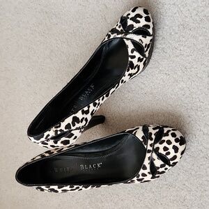 WHBM Leopard Print On Haircalf Leather Cut-Out Pumps